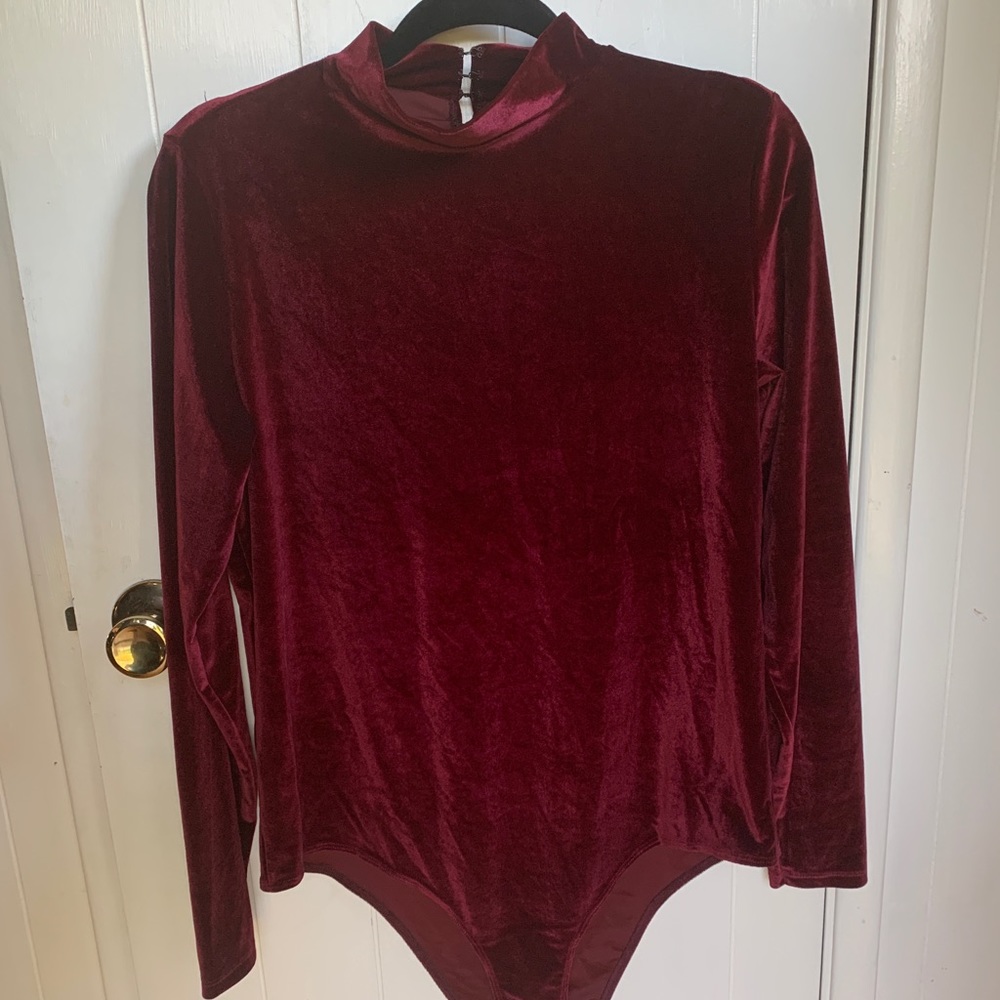 ASOS Curve wine red velvet bodysuit (US size 14)